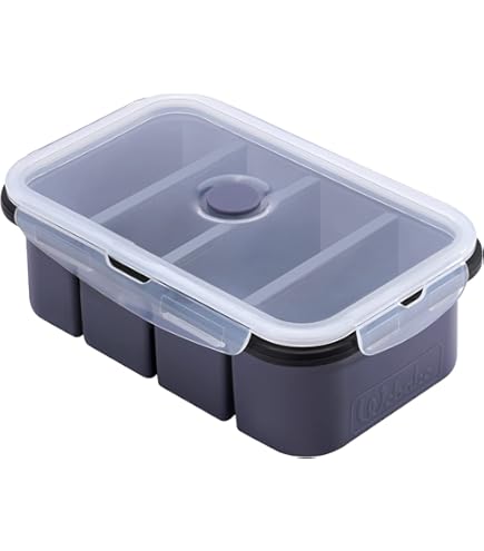 Kamehame Soepblokjes Diepvriesbak Siliconen 2 Pack 1/2 Cup Soep Vriezer Mallen met Deksels Voedsel Opslag Containers Extra Grote IJsblokjesvorm voor het invriezen van soep, Bouillon, Saus, Boter