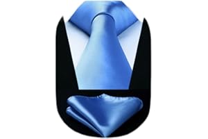 HISDERN Cravate Homme Mariage Fete Cravates et Mouchoirs pour hommes Cravate Classique Ensemble Carré de Poche,Couleur unie