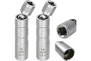 Nizirioo Chiave per candela magnetica Plug per auto: confezione da 2 chiavi universali flessibili per candele, attrezzi speciali per auto, 14 mm e 16 mm, candele per riparazione auto, set di chiavi