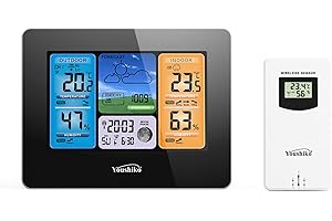 Youshiko Weather Station Radio Controlled Clock (Official 2025 UK & Ireland Version), Indoor Outdoor Temperature, Humidity, Barometric Pressure