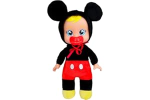 CRY BABIES MAGIC TEARS Cry Babies Tiny Cuddles Disney Mickey, Poupée Douce de 25 cm, Pleure de Vraies Larmes, Pyjama Disney, Jouet Cadeau pour Garçons et Filles +18 Mois