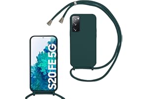 MBSLFY Silikon Handykette für Samsung Galaxy S20 FE 5G Hülle mit Band,Verstellbarer Halskette Handyhülle,Necklace Hülle mit Band, Handyhülle für zum Umhängen,Case mit Schnur,Dunkel grün