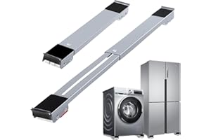 LIAYTRSS Soporte de Muebles con Ruedas, Base de Lavadora ajustable con Frenos con Ruedas, Muebles Móviles Capacidad de Carga 700kg para Lavadoras, Secadoras, Refrigeradores 44,5-72cm (Gris)