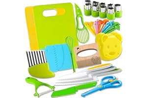 GUICHENO Kindermesser 46 Teiliges Kinder Sicherheit Küchenmesser Set, Kinder Messer zum Kochen und Schneiden von Obst, Schneidemesser für Kinder, Montessori Messer, Kindermesser ab 3 Jahren