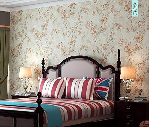 QXLML Pastoral Flower Wallpaper Vintage American Country Non-woven Wallpaper Bedroom Living Room Sofa TV Wallpaper 10 * 0.53 (M) ( Color : Suya red )