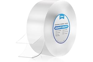 YOGINGO 3 m Double Face Extra Fort, Transparent Ruban Adhésif Puissant Nano Tape Sans Percer Réutilisable Multifonctionnel Lavable Pour Les Tapis et Les Voitures (3 M x 2CM)