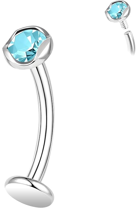 Piercing Pour Nombril En Titane Grade 23 - 14G (1,6 Mm), Longueur 10 Mm - Avec 5 Opales Ou CZ - Sans Nickel
