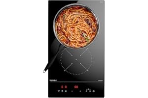 Hermitlux Plaque Induction 2 Feux Encastrable, Plaque de Cuisson Induction 30 cm 3500W avec 9 Niveaux de Puissance, Booster, Minuterie, Verrouillage Enfants, Pause, Détecteur de Casserole