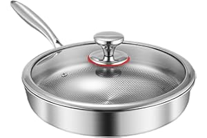 GENERIC Titanium Hammered Pan Pro with Lid, Non Stick Skillet with Lid, 20cm–30cm, Cooking Fry Pan, Kitchen Frying Skillet, Durable Scratch-Resistant, for Induction and Electric Stove, Cooking