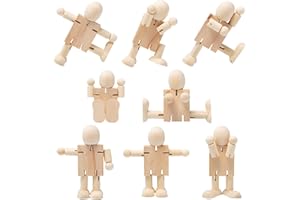 Sxutop 8 Stück DIY Holzfiguren Kleine Holzfiguren Puppen Basteln Gliederpuppe Spielfiguren und Dekorative Unvollendete Holzfiguren zum Bemalen DIY Weihnachten Hochzeit Geburtstag Malen Basteln