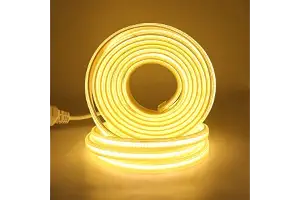 HEGEHE Flexible Tira de LED COB 220V con Cable de Alimentación, 288 LED/m Luz de Cuerda de Alto Brillo, Cada Corte de 50cm, IP65 Impermeable (3m, Blanco Cálido)