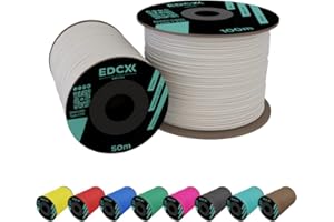 EdcX 2 mm Nylon Paracord 275 (50 y 100 m) - 100% Cuerda de Nailon, Cable de 3 hebras, Cuerda de Nailon de 2 mm en Muchos Colores (White, 50 m)