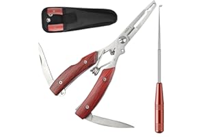 LaJao Fishing Pliers Scissors Fishing Knives Hook Remover Disgorgers Line Cutter Fishing Accessories Sea Fishing Multi Tools Set with Sheath Great Gifts for Men Dad Father's Day