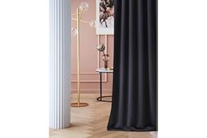 ROOM99 Rideau avec Passe Tringle Laurel 140 x 240 cm Largeur x Hauteur, Décoration de Fenêtre, Rideau occultant Thermique Isolant Anti Froid et Chaleur pour Salon Noir, 1 pièce