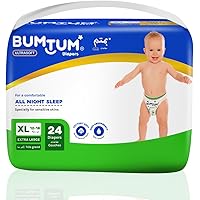 Bumtum Baby Super Soft Open Tape Diapers With Upto 12 Hrs Protection, Breathable Material (X-Large, 24 Pieces)