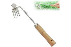Magiho Râteaux de Jardinage, Rateau Jardin avec Poignée, Râteau de Désherbage Coupe-bordure (Manche en Caoutchouc 4 Dents) pour Creuser, Transplanter et Désherber le Jardin - 27cm