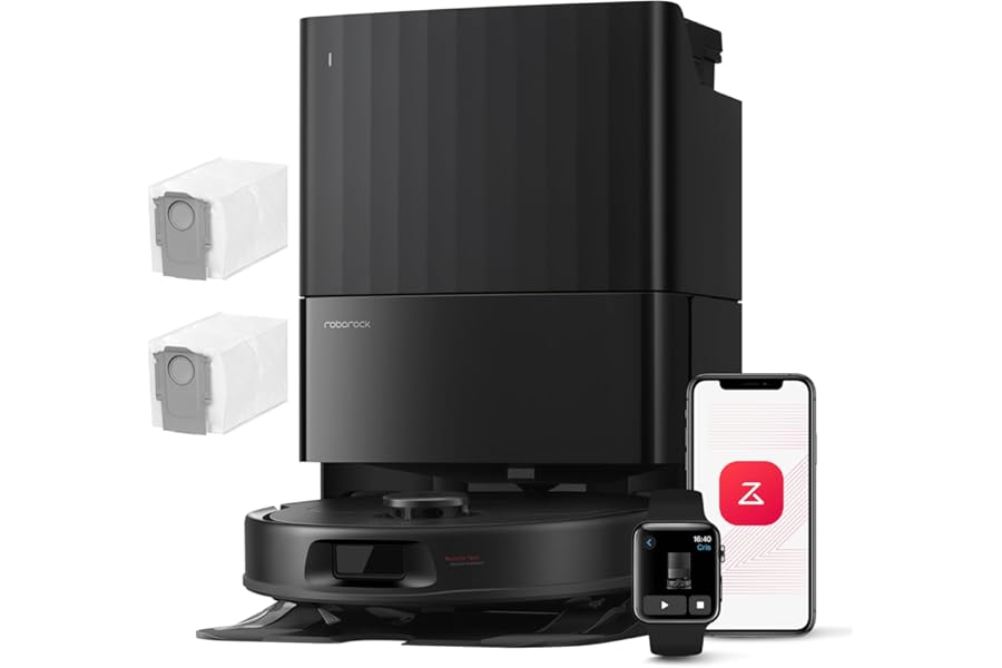 roborock QV 35A Robot Vacuum Cleaner Set, Tangle Free, 8000Pa, Lifting Cloth, Car Wash, Air Dry, All-In-One Station, Avoid Obstacles, Carpet Cleaning Strategies, Black