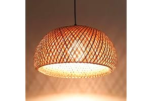 LFOUTE Naturalne Bambusowe Lampy Wiszące Rattanowa Tkana Lampa Wisząca Żyrandol Do Jadalni Lampa Wisząca Retro Lampa Sufitowa Salon Sypialnia Korytarz Restauracja Hotel Lampy Dekoracyjne,45cm