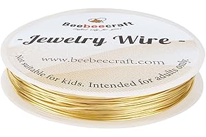 Beebeecraft Alambre de Metal para Joyería de Calibre 20/0.8mm Chapado En Oro Real de 14 quilates Resistente Al Deslustre Alambre de Hilo de Cobre Redondo Flexible para Hacer Joyas Suministros