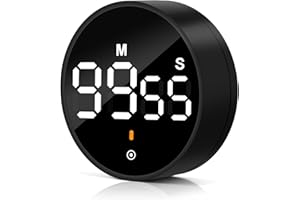 NAKIYO, Stopwatch, Magnetic Visual Shower, Digital Kitchen Breakfast, Toothbrush Timers with Large Screen Display, Kids Teachers, Classroom Bathroom-Black, M