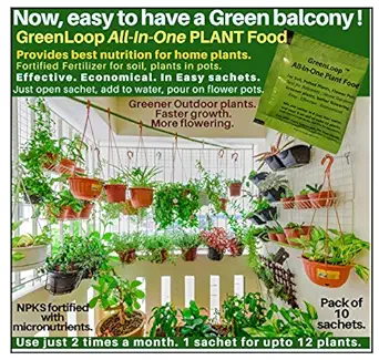 GreenLoop - All In One Plant Food, Mixed Fertilizer for house plants, 10 sachets, 200 gm