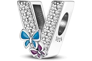 Symretie Ciondolo charm lettera argento sterling 925, compatibile con bracciali e collane europei, per regali di Natale per la festa della mamma da donna XAD