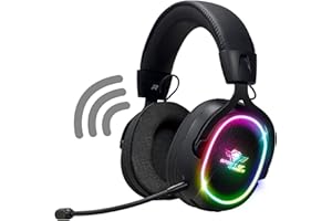Spirit Of Gamer - XPERT H1200, Casque Gaming sans Fil Bluetooth avec Micro Détachable, PS5, PS4, Switch 1 & 2, PC, Mac, Haut Parleur Son Audio Virtuel 7.1, Retroéclairege RGB, Prise Jack 3,5 mm, Noir