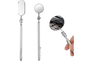 RBLEOTE 2 Stück Teleskop Inspektionsspiegel, Rund und Oval Teleskopspiegel, Edelstahl Auto Inspektionsspiegel Mit Ausziehbare Griffe, 360 Drehbar Ausziehbar Inspection Mirror, Teleskop Spiegel Werkzeug