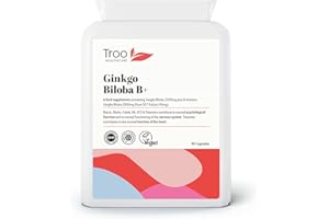 Troo Health Care Troo Ginkgo Biloba B Plus Supplement 2000mg - 90 Vegan Capsules - with Added Vitamin B Complex for Heart, Circulation, Nervous System and Brain Support