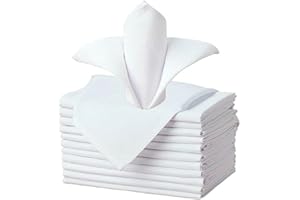 Buy-Simplicity® Kitchen White Cloth Dinner Napkins 12 Pack (48 x 48 cm) Cotton Blend - Washable Durable and Reusable Table Napkins for Home, Restaurants & Party Use
