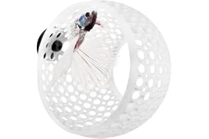 byMazy Cave Lounge, Hideout Fish Tank Ornament with Suction Cup for Betta, Fish and Shrimp to Swim-Through, Hide, Rest - Aquarium Decoration with Plant Holder (Large, Clear White)