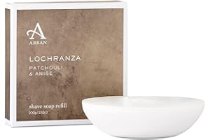 Arran Sense of Scotland Lochranza Moisturising Vegetable Oil Shaving Soap Refill for Men (100g/3.5oz) Woody Patchouli and Vetiver Enhanced with Fresh of Lemon and Grapefruit