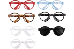 FUKAISU 7uds Gafas de Plástico para Muñecas, Adorables Gafas de Vestir Minigafas Juguete Accesorios para Figuras Colección Exhibición y Decoración (7 Colores)