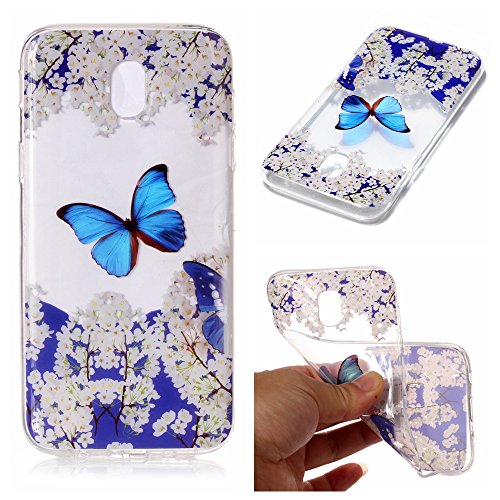 Linvei Samsung Galaxy J5 2017 SM-J530  Versione Europea  Funda  Ultra Thin  Transparente TPU Silicona case  Choque Absorci  n  Anti-Ara  azos  - mariposa azul