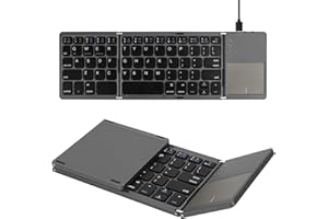 SOPPY Tastiera Bluetooth Pieghevole con Touchpad, Mini Tastiera Wireless Portatile Ricaricabile Tramite USB, Tastiera Ripiegabile per Mac, iOS, Android, Windows, PC, Tablet, Laptop, Smartphone