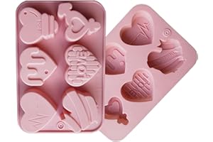 Moule en silicone demi-sphère,Tukcherry Moules à chocolat en silicone Moules de cuisson pour faire du chocolat, des gâteaux, de la gelée, de la mousse de dôme (Pink heart-6holes)