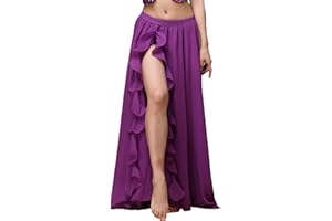 MUNAFIE Jupe longue pour femme avec fente pour danse du ventre, robe de danse, costume de danse du ventre