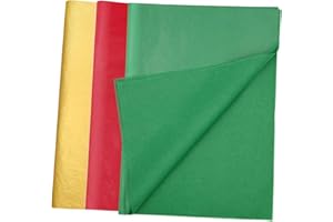 ADQUATOR Lot de 50 feuilles de papier de soie rouge vert doré 50 x 35 cm pour décoration de Noël, cadeau de mariage, d'anniversaire, bricolage