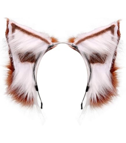 JAWSEU Ensemble Bandeau Et Queue De Renard Fait à La Main, Costume De Renard En Fausse Fourrure Douce Halloween Bandeau Oreilles De Chat Avec Queue De Renard Costume Cosplay Pour Fille Femme - 7