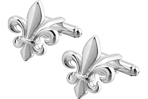 COOLMETALJACKET Boutons de Manchette Fleur de Lys | Bouton de Manchette Classique et Elégant | Cadeau Chemise de Mariage pour Homme | Accessoires Hommes Design | Manches Mousquetaire Française Luxe Argenté