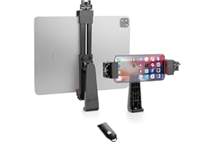 Zeadio Adaptador de Montaje de trípode para Tableta de teléfono Inteligente, se Adapta a iPhone y teléfono Inteligente Android, se Adapta a iPad, Microsoft Surface, Nexus y Cualquier Tableta