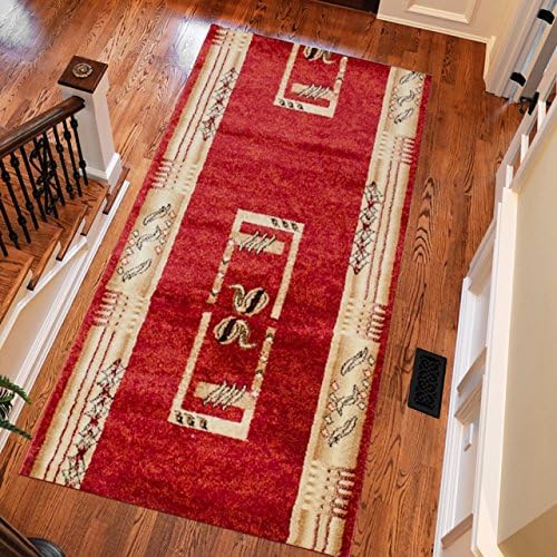Modern Red Rug Hall Runner With Simple Pattern S - XXL 60 x 150 cm (2ft x 4ft11")