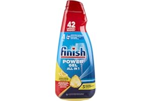 Finish Powergel, Gel Detersivo per Lavastoviglie Liquido, 42 Lavaggi, 940ml, Poteri Sgrassanti, Limone, Multiazione