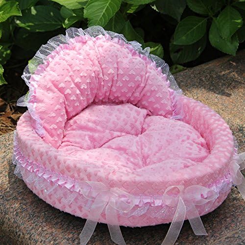 Hunter16 Princess Bowknot Style Puppy Pet Bed Dog Bed Pet Lace Bed Sofa Cushion (L (For weight under 7.5kg), Pink)