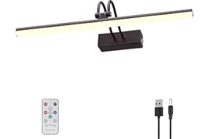 RAIFOOLLY Picture Light, 16in Battery Picture Lights for Paintings,Metal Display Art Light with Timer and Dimmable for Wall,Frame, Portrait, Dartboard(Bronze)