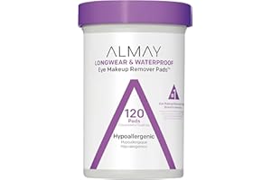Almay Eye Makeup Remover Pads, Biodegradable Longwear & Waterproof, Hypoallergenic, Cruelty Free-Fragrance Free Cleansing Wipes, 120 Pads (Pack of 1)