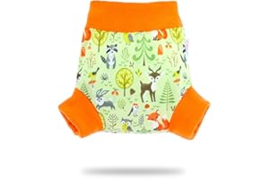 ‎PETIT LULU Petit Lulu Überhose (Schlupfüberhose) Größe M (6-10 kg) für Höschenwindeln und Nachtwindeln (Waldtiere)