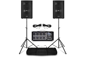 VONYX Pack Sono Complet - Système de Sonorisation 800W avec Table de Mixage 8 Canaux, 2 Enceintes PA 8 Pouces et Supports Réglables, Idéal pour Les DJ ou Conférences