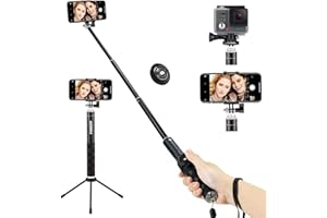 Selfie Stick Stativ, Foneso Bluetooth Selfie-Stick Erweiterbar 3 in 1 Selfie Stange aus Aluminium mit Kabelloser Fernbedienung für iPhone 13/12/12 Mini/11 Pro/XS Max/XS/8/7, Samsung Smartphones