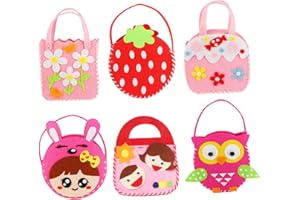 COSMEVIVI 6 Set di Borse in Tessuto Non Tessuto Borsetta per Ragazze Kit in Feltro Giocattoli per Bambini Kit da Cucito A Mano Kit per Realizzare Borse Kit da Cucito per Bambini dagli 8 Ai